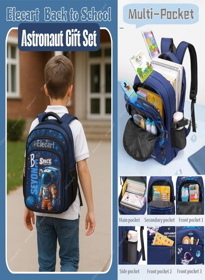 Elecart School Bag Combo Set for Girls - 5 in 1 Back to School Hamper with Backpack, Lunch Bag, Tiffin Box, Water Bottle & Pencil Pouch - Complete School Essentials Gift Set for Kids (Astronaut) - Image 5